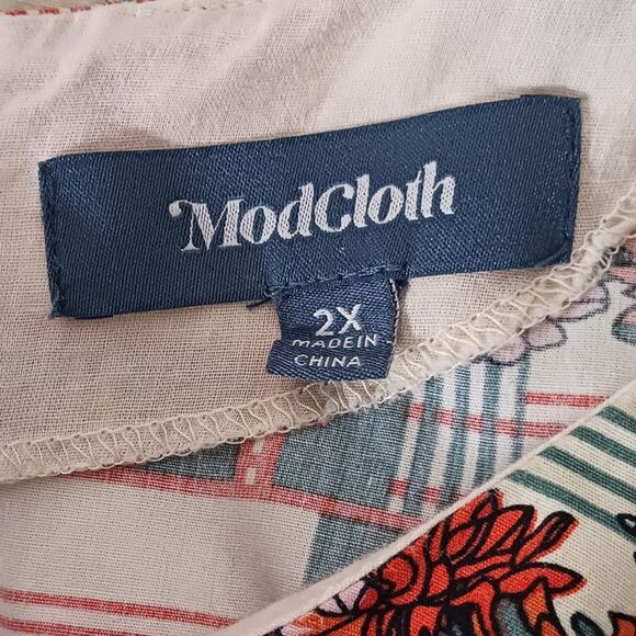 Modcloth Optimistic Effect Sleeveless Dress Floral Print Plus Size Geometric 2X - Picture 6 of 9